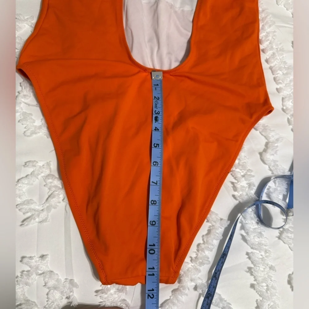 Pink by VS Orange One-Piece Swimsuit Size Large